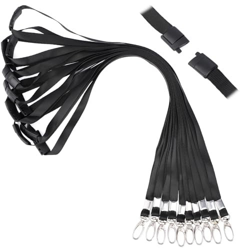 Segus Tour de Cou Porte Clé, 10 Pièces Cordon Tour de Cou avec Fermeture de Sécurité, Cordon Porte Clé avec Boucle Pivotante en Métal, pour Téléphone Portable, Usb, Clef