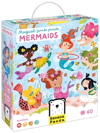 Magical Jumbo Puzzle Mermaids, 60 Teile Lernpuzzle für Kinder 4+, Bodenpuzzle Meerjungfrauen, 26.8 x 19