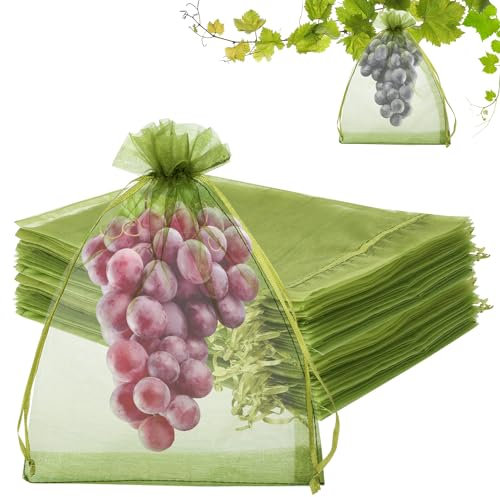 100 Stück Obstschutznetzbeutel, 20,3 x 30,5 cm, Netzabdeckungen für Bäume, Grünschutz für Trauben und Mango-Obstbäume