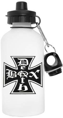 Generico Skateboard Deathbox Della Croce Di Ferro Borraccia In Acciaio Inossidabile Riutilizzabile Per Bottiglia D'acqua Bianca