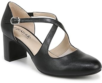 Life Stride Womens Tracy Strappy Block Heel Pump Black 8.5 M