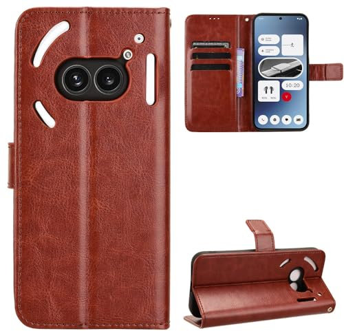 BellaCase Nothing Phone 2A Coque [Étui Portefeuille] [Fonction Support] [Slots pour Cartes] [Couverture à Rabat Magnétique] Compatible avec Le Smartphone Nothing Phone 2A(Marron)