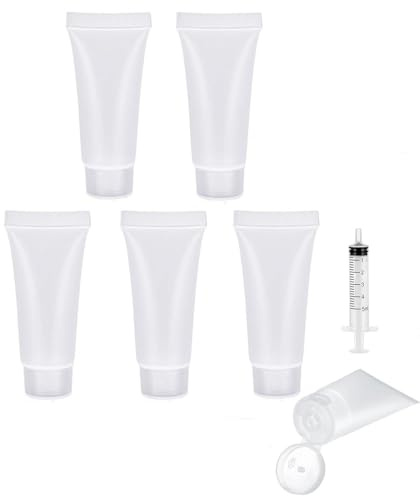 MORICOH 5 PCS Plastic Soft Tubes Bottle, Refillable Container(20ml) | Soft Tubes Bottle with Flip Cap, Squeezable Tube for Cream Shampoo Lotion Cleanser Shower Gel