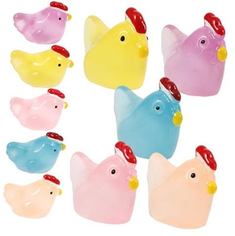 Vaguelly Mini Pollos Que Brillan En La Oscuridad 20 Piezas Adorno De Pollito En Miniatura Figuritas De Pollo Diminutas Luminosas para Micropaisaje Recuerdo De Fiesta De Acuario