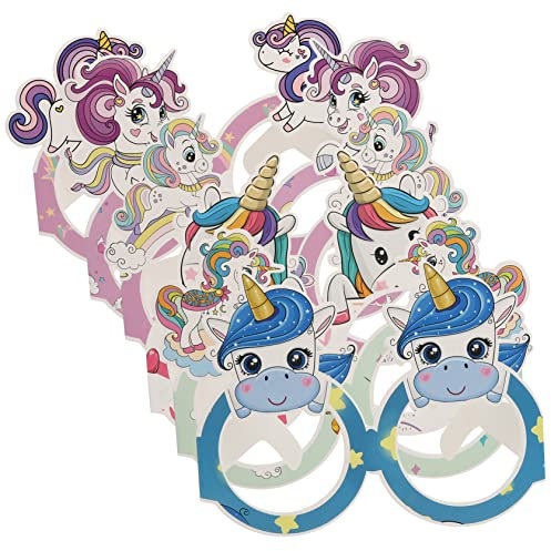 Cabilock 24paare Geburtstagsparty-brille Einhorn Thema Party Dekorationen Papierbrillen Zum Geburtstag Wiederverwendbare Brillen Party Favors Brillen-requisiten Festival-brille Dekorative