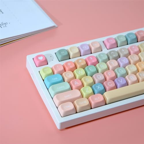 DucKey Farbige Candy Keycap, Regenbogen Farbverlauf MOA Profil PBT Keycap für Mechanische Tastatur MX Switch