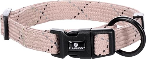 Flamingo Collier pour Chiot Dolly Taupe S - 30-45cm 15mm - avec Boucle à clic et Bandes réfléchissantes