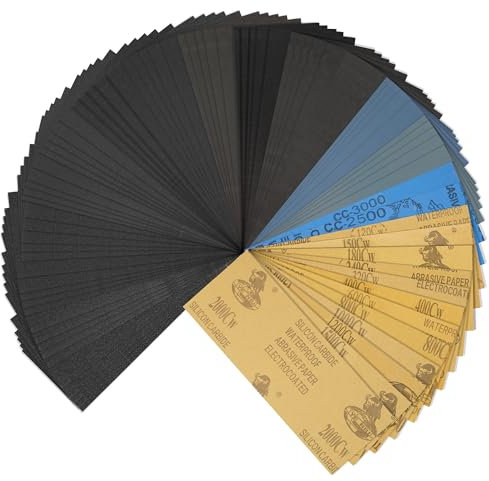 70pcs Papier de verre, 120/150/180/240/320/400/600/800/1200/2000/2500/3000 Grain Papier abrasif eau/sec 23 x 9cm, Utilisé pour polir le métal, le bois, les