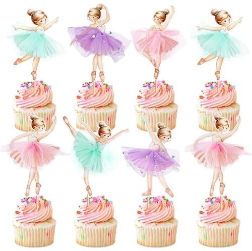 Blumomon 24 Stück Ballerina Cupcake Toppers Ballett Mädchen Cupcake Toppers Ballett Cupcake Dekoration Picks Für Ballerina Thema Baby Dusche Geburtstag Party Kuchen Dekoration Zubehör