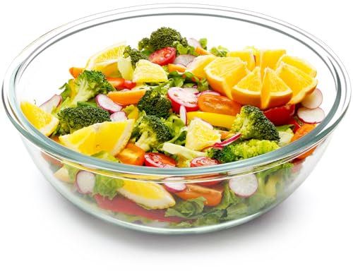 NUTRIUPS 6.3QT Large Glass Mixing Bowl, Large Salad Bowls, Big Glass Bowls for Kitchen