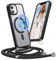 Buoluoioir Coque pour Apple iPhone 11 avec Cordon,Etui avec Coque pour MagSafe iPhone 11 6.1,Compatible avec magnétique,Coque Translucide Collier Chaîne,Dos Mat,Crossbody,Noir