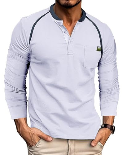 Poloshirt Herren Workout Komfortabel All-Match Elastizität Basic Hemd Herren Klassisch Trend Casual T-Shirt Herren Lose Einfarbig Revers Longsleeve Hemd Herren O-White S