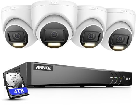ANNKE 8MP CCTV Camera Systems, 4K 8 Channel H.265+ DVR with 4TB Security Hard Drive, 4 × 8MP Security Turret Camera Outdoor, Smart Human/Vehicle Detection, Night Vision
