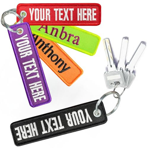 Porte-clés personnalisé, porte-clés texte/numéro brodé double face, accessoires de clés unisexes pour chambres moto voiture vélo, cadeau personnalisé (Type 4)
