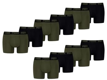PUMA Boxer Boxershorts Men Herren Everyday Unterhose Unterwäsche 10er Pack, Farbe:Forest Night Tonal, Bekleidungsgröße:S