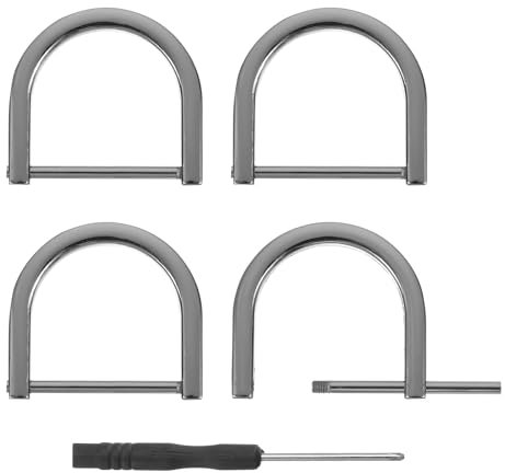 QUARKZMAN D Ring Schrauben in Schäkel, 4 Stück 32mm D Ringe Zinklegierung Hufeisen U Form Schnallen und Verschlüsse Taschenzubehör für Geldbörse DIY Lederhandwerk Schlüsselanhänger, Schwarz