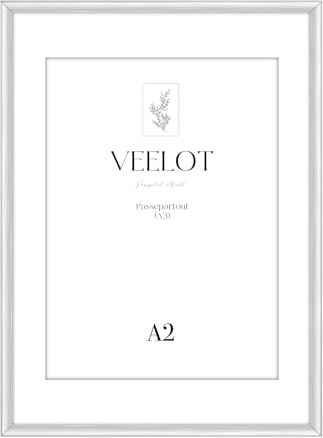 Veelot® 1x Bilderrahmen A2 42x59.4cm | Metall Aluminium,Silber mat,Passepartout 30X42cm,Picture Frame 42x60cm mit bruchsicherem Acrylglas | Nur zur Wandmontage