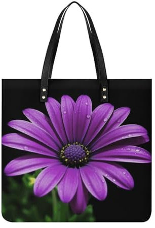 BVKWNTSA Modische Handtasche aus Leder mit großem Fassungsvermögen, lila Gänseblümchen, eine vielseitige Wahl für Pendeln, Reisen und den täglichen Gebrauch