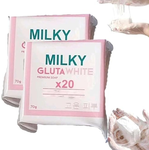 Milky Gluta White Seife 20 Stück, 2pcs Milky Gluta White Seife, Glutamilk Seife, Glutamilk Premium Seifenstücke für Gesicht & Körper, Tiefenreinigung, Peeling & Feuchtigkeitspflege