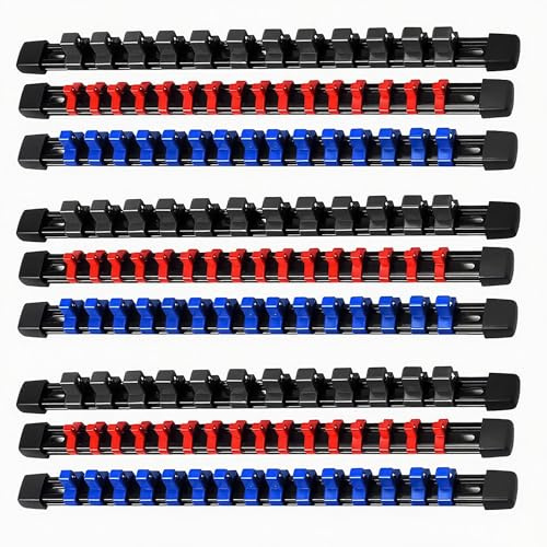 9PCS Organizer Bussole Sae: Supporti per Chiavi a Bussola con 129 Clip per Bussole da 1/4 di Pollice - 3/8 di Pollice - 1/2 di Pollice