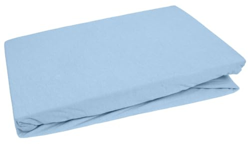 Bettwaesche-mit-Stil Familienbett Spannbettlaken Jersey Spannlaken Spannbetttuch (270x200-280x200 cm, Matraztenhöhe bis 20cm, Himmel Blau) Gewicht: 180g/m² ; 90% Baumwolle 10% Elasthan