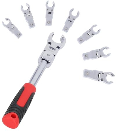 Uadme Chiavi Combinate, Set Chiavi a Cricchetto a Testa Flessibile, 8 Pezzi Chiave a Cricchetto per Tubi con Impugnatura, Rotazione a 180 Gradi