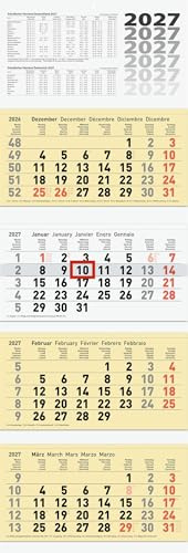 BRUNNEN 1070214107 4-Monatskalender 2027 chamois, 320×940 mm: 1 Blatt = 1 Monat, 4 Monate untereinander