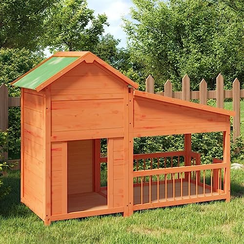 Mokuyary Hundehütte Braun 143x60,5x109 cm Massivholz Kiefer, Outdoor Hundehaus Hundehütte, Hundelaufstall Welpenlaufstall für Garten