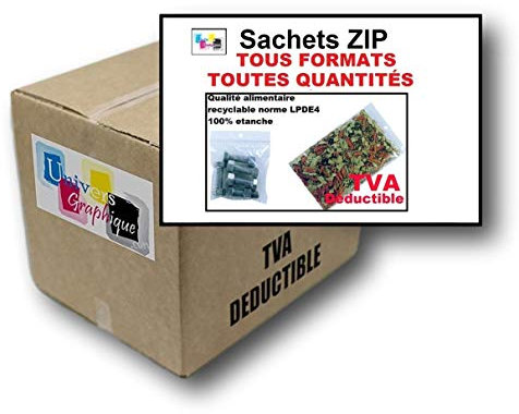 1000 sachets à fermeture zip format 350 x 450 mm 35 x 45 cm pochette zip qualité alimentaire aux normes CEE 50 microns grand sachet congélation sac emballage solide recyclable avec trou de suspension
