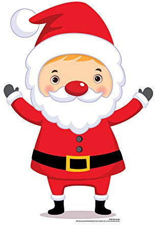 Star Cutouts Ltd SC984 Mini Santa Cardboard Cutout/Stand Up/Standee Perfect for Christmas Festival Fans, Collectors, Parties and Events Height 87cm, Multicolour
