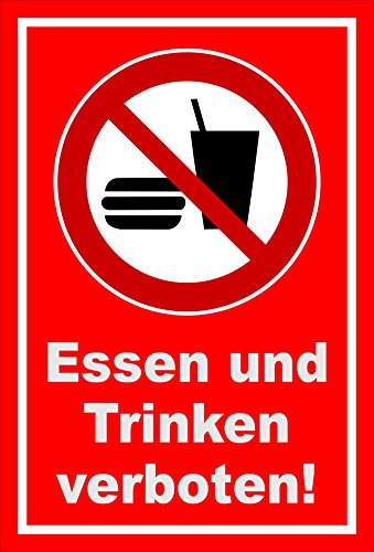 Melis-Folienwerkstatt Aufkleber - Essen Trinken verboten - 15x10cm – S00355-045-D 20 VAR