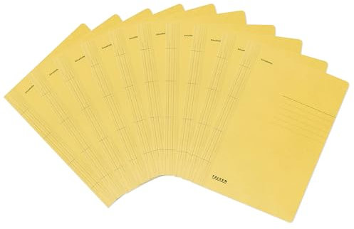Original Falken 100er Pack Recycling-Schnellhefter DIN A4 gelb. Made in Germany Blauer Engel Hefter Papphefter Kartonschnellhefter Schulhefter Pappordner Mappe Schulordner ideal für Schule und Uni