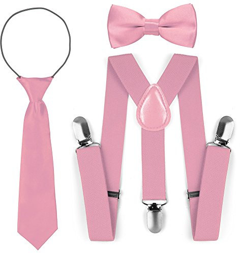 Kinder Kleinkind verstellbare elastische Mode Hosenträger Fliege Krawatte Set (Rosa)