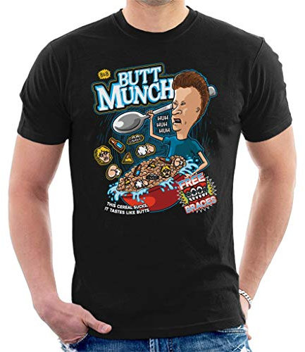 Butt Munch Cereal Beavis and Butthead Men's T-Shirt Black