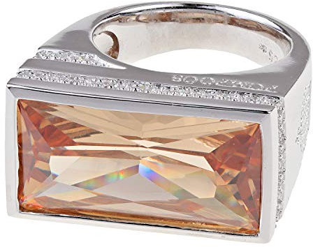 Pompöös Harald Glöckler Ring für Frauen Silber 925 rhodiniert Zirkonia champagner weiß Gr. 54