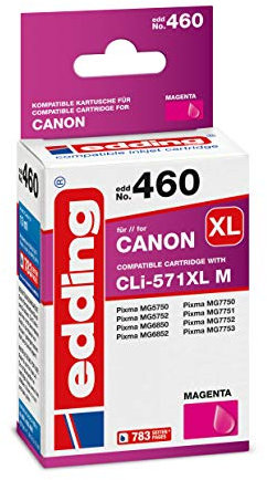 edding Druckerpatrone EDD-460 - Einzelpatrone - Magenta - 13 ml - Reichweite 810 Seiten - Ersetzt Canon CLI-571XL