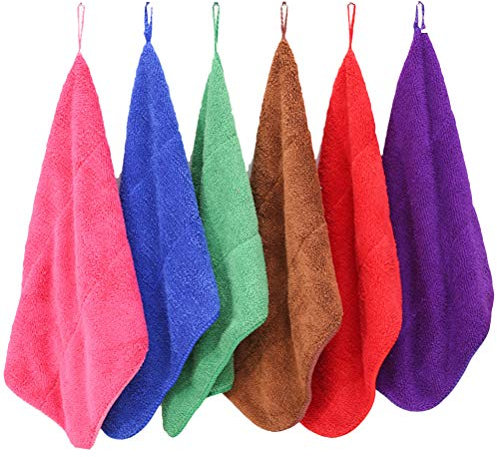 6pcs essuie-Mains Suspendus essuie-Mains en Molleton Microfibre pour Cuisine (40 x 30 x 0.2cm, Couleur Aléatoire)