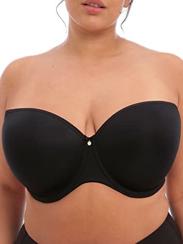 Elomi Women's Smooth Strapless Seamless Underwire T-Shirt Bra, Black, 40GG US