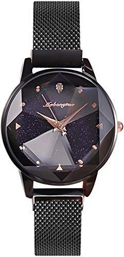 rorios Damen Uhren Leuchtenden Sternenklarer Himmel Damenuhr Armbanduhr Analog Quarz Ultradünne Edelstahl Mesh Mode Women Watches