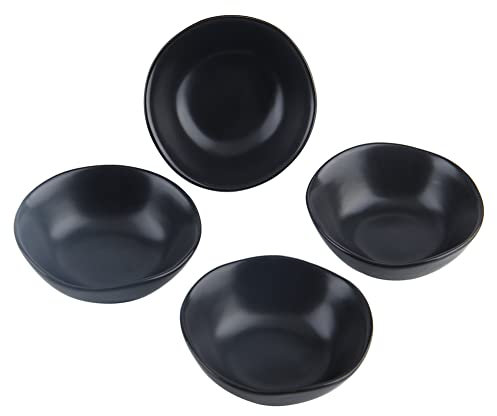 XinHuiGY Mate Cerámico Inmersión Salsa Platos, Negro Sushi Soja Salsa Inmersión Bochas Aperitivo Platos con Irregular Borde Lado Plato por Cocina Hogar Estreno de una casa