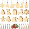 Queta 300 Stück Christbaumschmuck Set Holz Weihnachtsbaumschmuck Glocken Hanfseil DIY Weihnachtsbaum Deko Holz Weihnachtsanhänger Handwerkliche Verzierungen für Weihnachten