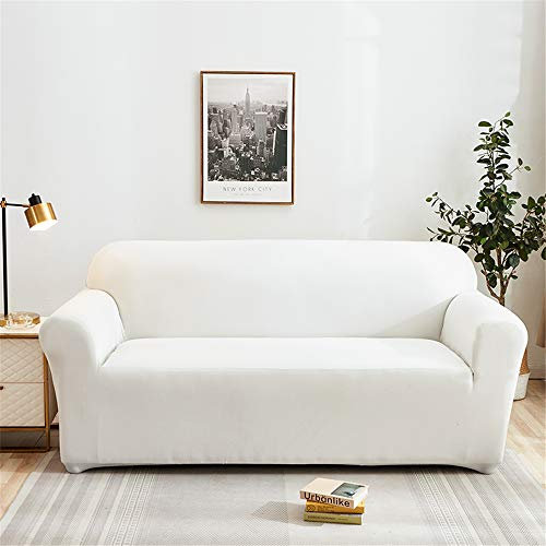 Surwin Sofabezug Sofa Überwürfe 1 2 3 4 Sitzer, Muster Elastische Universal Sofahusse Sofa Abdeckung Stretch Schonbezug Couchbezug für Armlehnen Sofa (Weiß,2 Sitzer (145-185cm))
