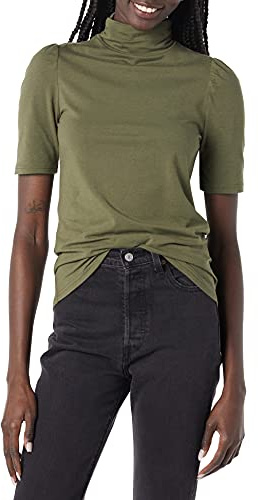 Amazon Essentials Damen Rollkragenshirt Mit Drapierten Puffärmeln Aus Baumwollmodal