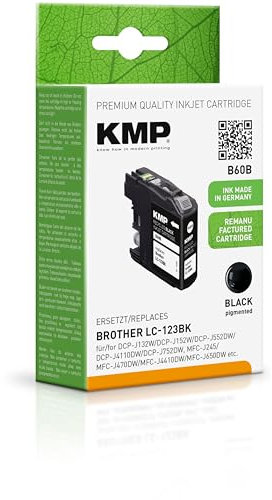 KMP Tintenpatrone passend für Brother LC123BK Black - B60B - für DCP-J132WDCP J152 DCP J172WDCP J552DWDCP J752DWDCP J4110DW, MFC-J245MFC J470D... etc.