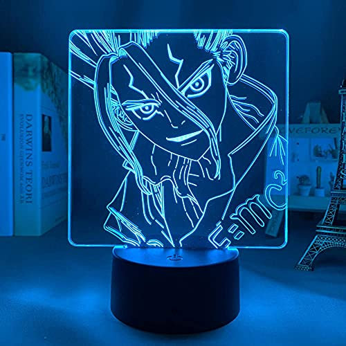 Lampada da notte 3D Lampada da illusione Anime DR Stone Lampada da notte a LED per arredamento camera da letto per bambini Nightlight Regalo di compleanno Lampada da tavolo per camera Gadget Anime