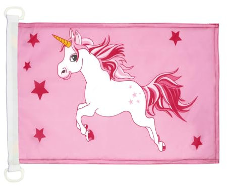 BANDERA NAUTICA UNICORNIO ROSA 45x30cm - Pabellón de conveniencia UNICORNIO 30 x 45 cm anillos - AZ FLAG
