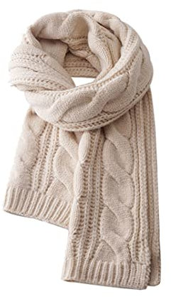 Kabelife Damen Schal Herbst Winter Strickschal Schlauchschal Winterschal Grobstrick Mädchen Twist Schal Lang 30 * 160 CM (Beige)