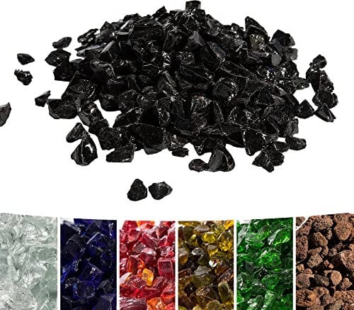 Teamson Home 4 kg Pietre Laviche per Braciere a Gas, Vetro Temperato, Cassaforte per Bracieri a Gas da Giardino Esterno, Nero