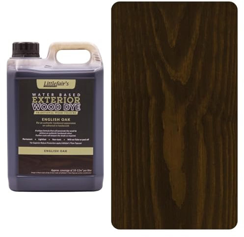 Littlefair's Tinte para Madera Exterior 2.5ltr - Acabado Premium, Fácil de Usar y Limpiar Tinte Madera - Basado en Agua, Seguro y Ecológico - Disponible en Muchos Colores - Color: Roble Inglés
