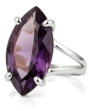 Bague en Améthyste en Argent Sterling par Anemone Jewelry - Bagues Élégantes en Pierre de Naissance et Gemme pour Femmes - Bagues en Violet pour Femmes Faites Artisanalement - avec Boîte Cadeau